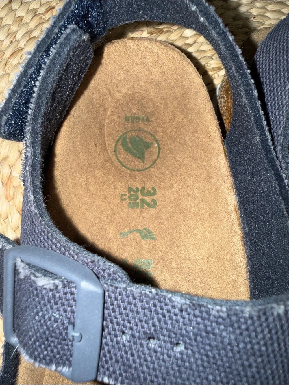 Birkenstock Vegan Kids Navy Two-Strap Hook & Loop Sandals size 32 or 1